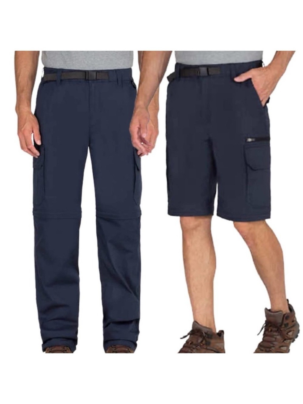NEW-BC Clothing Men's Cargo Pants Outdoor Convertible‎ Pockets Zipper Pants W 32